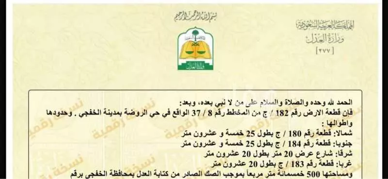 أرض للبيع في حي الروضة, مدينة الخفجى, المنطقة الشرقية 1 صورة