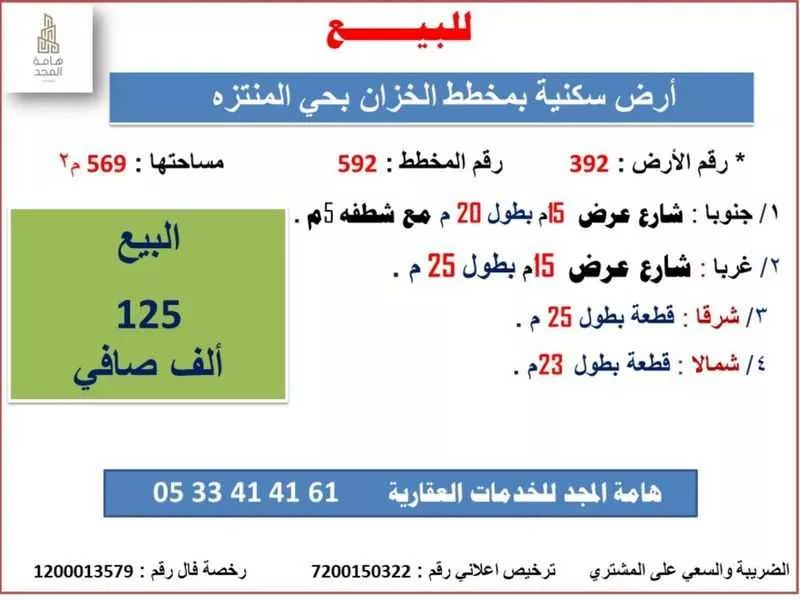 أرض للبيع في شارع الامام, حي المنتزة, مدينة الزلفى, منطقة الرياض 1 صورة