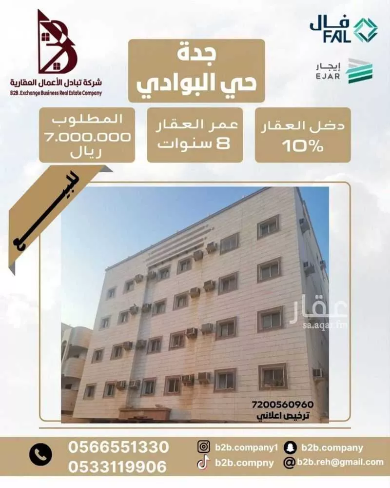 عمارة للبيع في شارع عبدالرحمن بن خباب, حي البوادي, مدينة جدة, منطقة مكة المكرمة 1 صورة