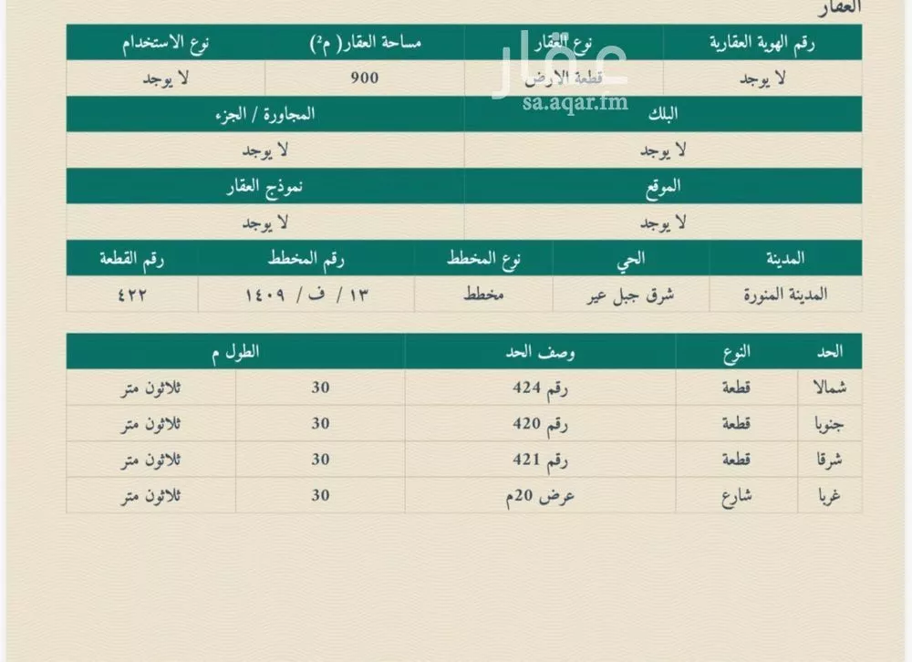 أرض للبيع في شارع عامر ابن عبيد, حي بنى بياضة, مدينة المدينة المنورة, منطقة المدينة المنورة 1 صورة
