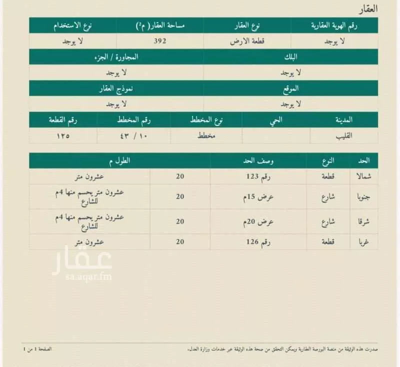 أرض للبيع في شارع عبدالرحمن ابن ربيعة ، القليب ، النعيرية 1 صورة