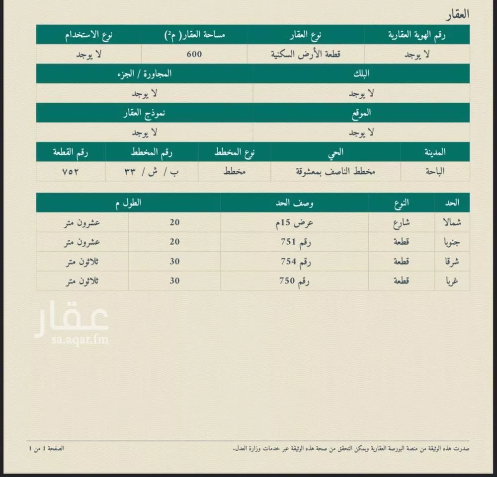 أرض للبيع في مدينة وادي انيام, منطقة الباحة 1 صورة