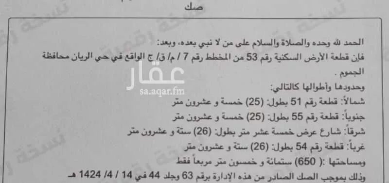 أرض للبيع في شارع 0000, حي وادى دسم, مدينة وادى دسم, منطقة مكة المكرمة 1 صورة
