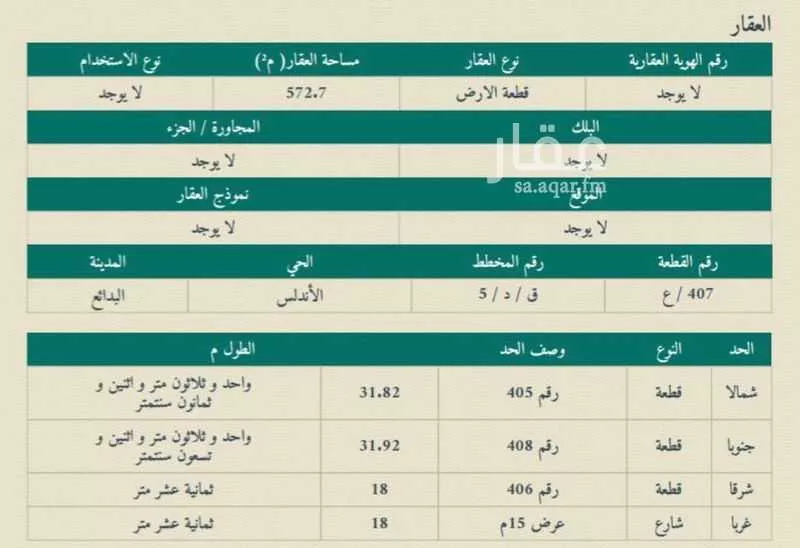 أرض للبيع في شارع الأندلس 60, حي الأندلس, مدينة البدائع, منطقة القصيم 1 صورة