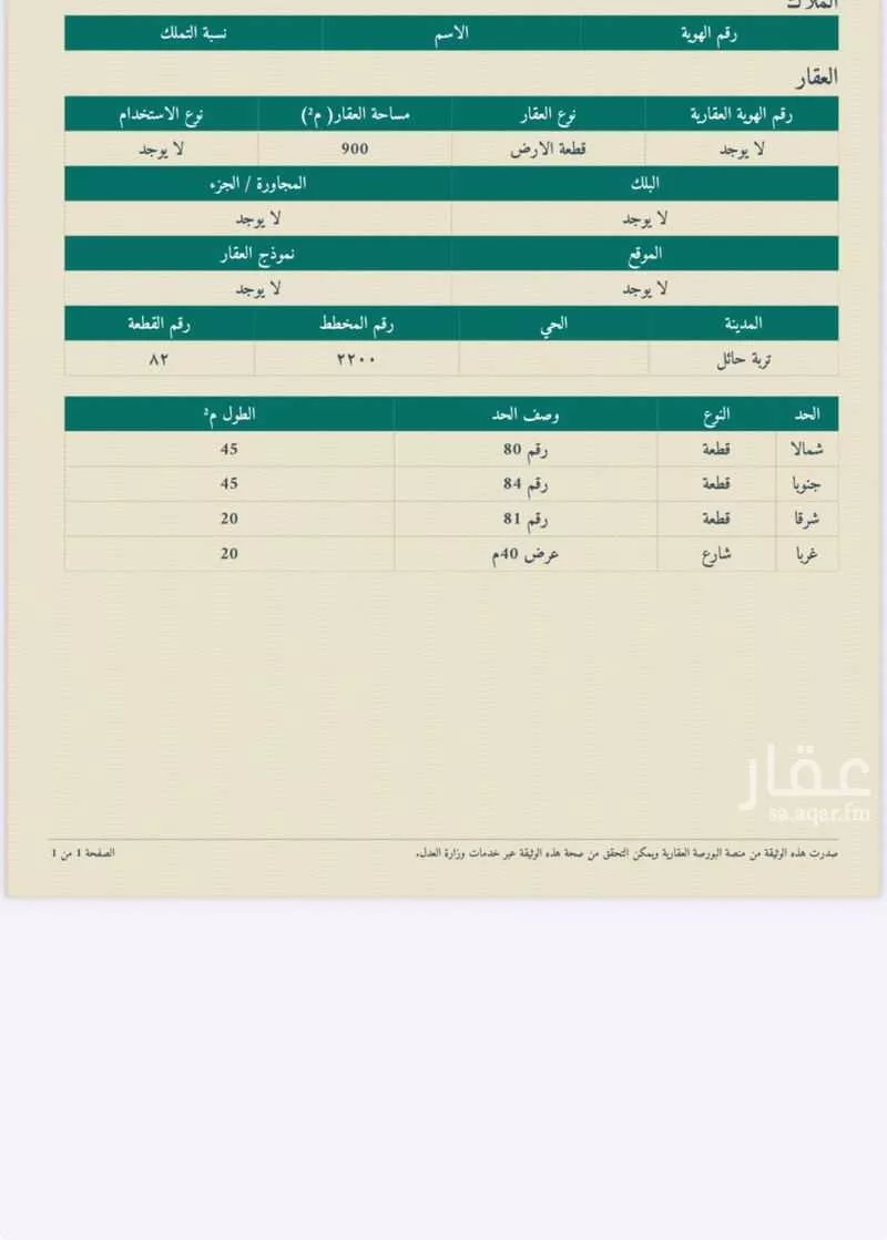 أرض للبيع في شارع بسر بن سفيان الخزاعي ، حي الصناعية الثانية ، حائل ، منطقة حائل 1 صورة