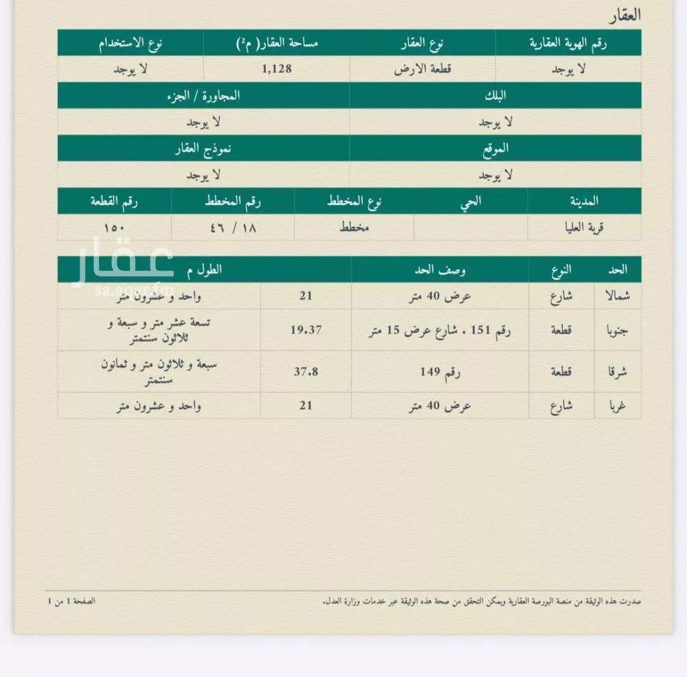 أرض للبيع في شارع علي ابن ابي طالب, حي المروج, مدينة قرية العليا - الرفيعه, المنطقة الشرقية 1 صورة