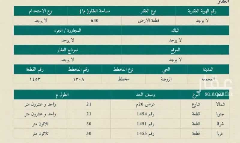 أرض للبيع في شارع 2430977, حي الروضة, مدينة المجمعه, منطقة الرياض 1 صورة