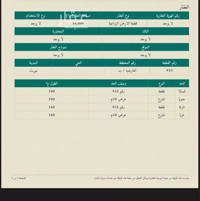 أرض للبيع في مدينة ضرما, منطقة الرياض 1 صورة