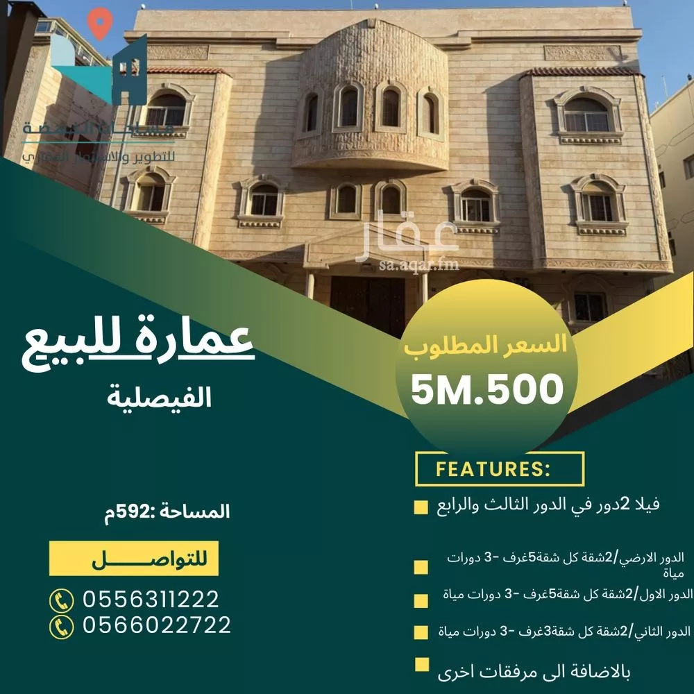 عمارة للبيع في شارع عبد ربه بن عطاء, حي الفيصلية, مدينة جدة, منطقة مكة المكرمة 1 صورة