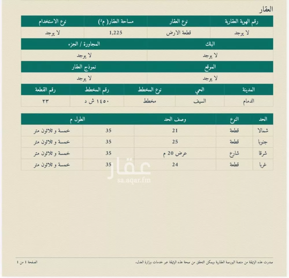 أرض للبيع في شارع 41 السيف, حي السيف, مدينة الدمام, المنطقة الشرقية 1 صورة