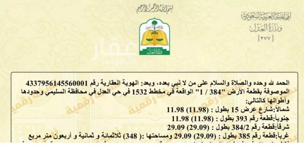 أرض للبيع في حي العدل, مدينة السليمي, منطقة حائل 1 صورة