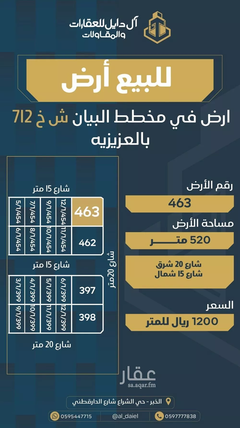 أرض للبيع في حي المها, مدينة الخبر, المنطقة الشرقية 1 صورة