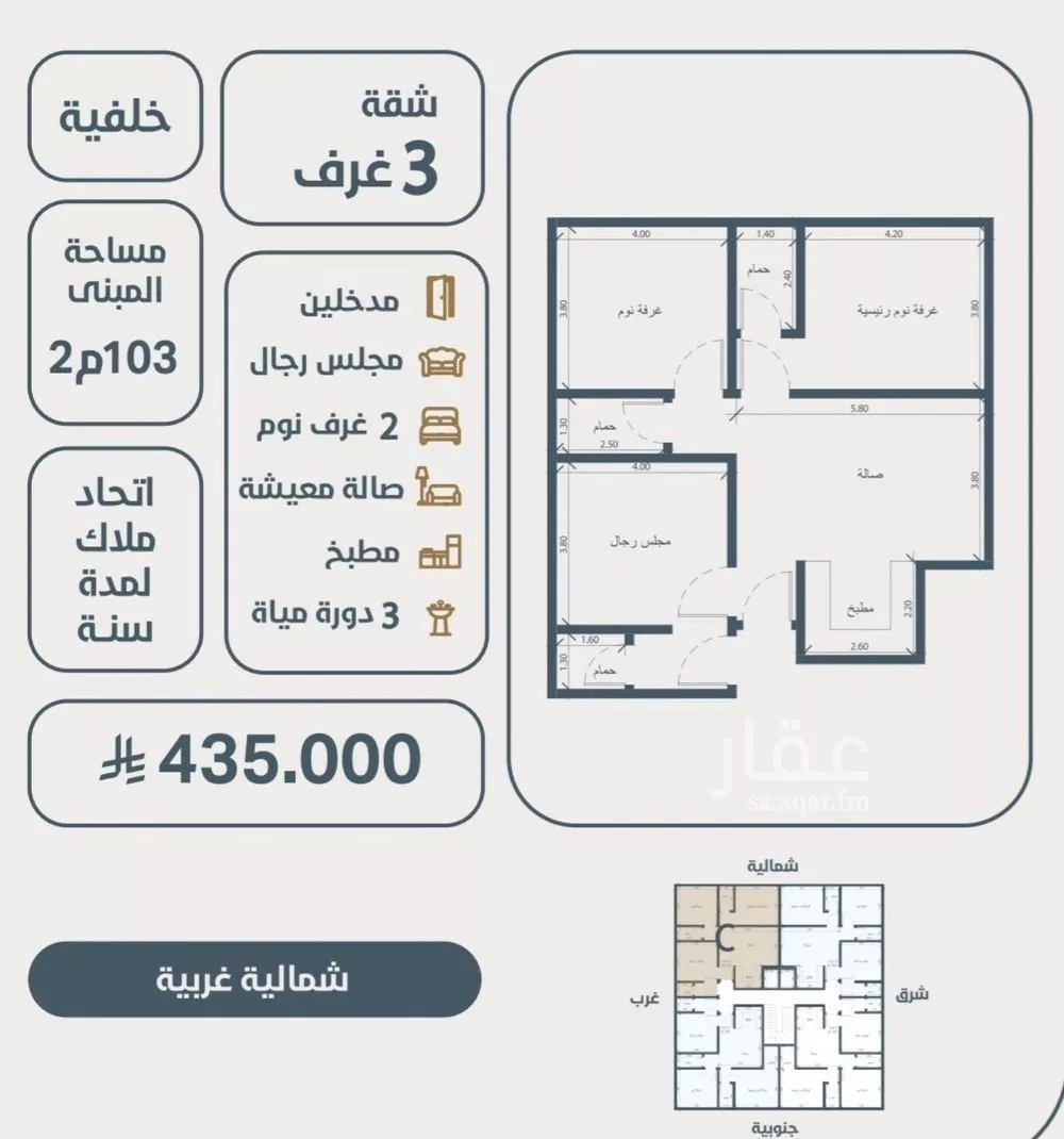 شقة للبيع في شارع ابو مصعب الاسدي, حي النعيم, مدينة جدة, منطقة مكة المكرمة 1 صورة