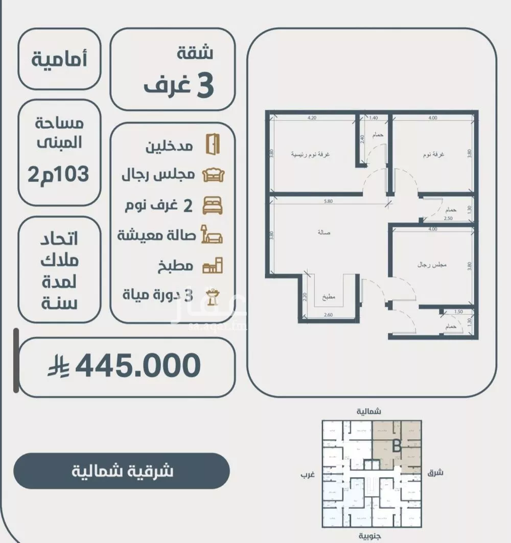 شقة للبيع في شارع ابو مصعب الاسدي, حي النعيم, مدينة جدة, منطقة مكة المكرمة 1 صورة