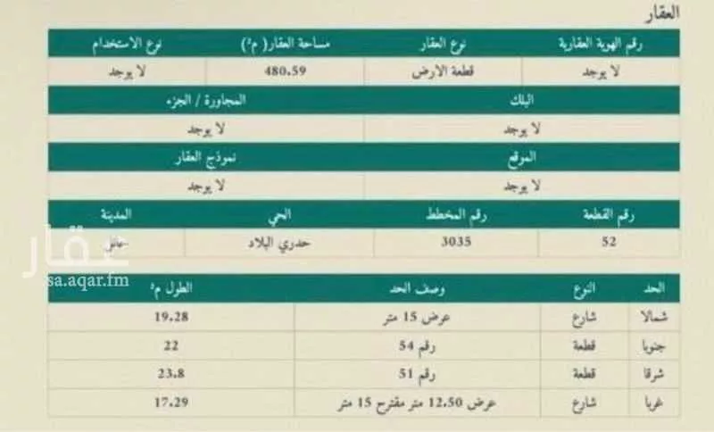 أرض للبيع في شارع سليمان بن ابي حثمة, حي حدري البلاد, مدينة حائل, منطقة حائل 1 صورة