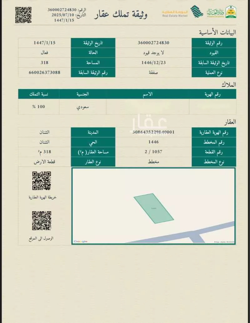 أرض للبيع في شارع الامير عبدالعزيز ابن مساعد ، حي الازدهار ، الشنان ، الشنان 1 صورة