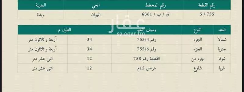 أرض للبيع في شارع المفرق وكمب الطرق 1592, حي الليوان, مدينة بريده, منطقة القصيم 1 صورة