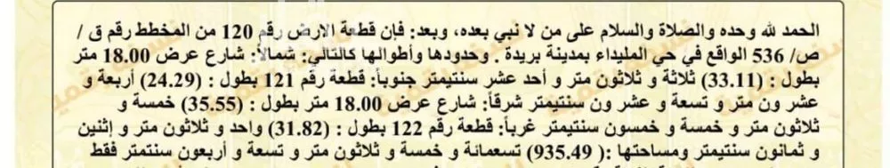 أرض للبيع في شارع المليداء , حي الميداء, مدينة البصر, منطقة القصيم 1 صورة