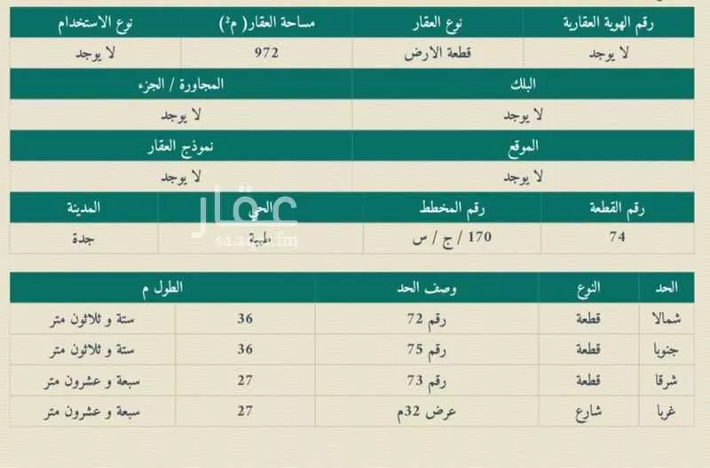 أرض للبيع في شارع عمير ابن الحمام, حي طيبة, مدينة جدة, منطقة مكة المكرمة 1 صورة