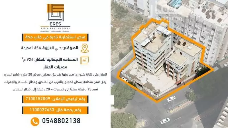 عمارة للبيع في شارع صدقي, حي العزيزية, مدينة مكه المكرمه, منطقة مكة المكرمة 1 صورة