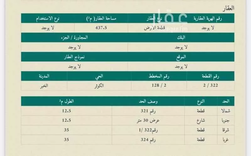 أرض للبيع في شارع ابن الياسميني, حي الكوثر, مدينة الخبر, المنطقة الشرقية 1 صورة