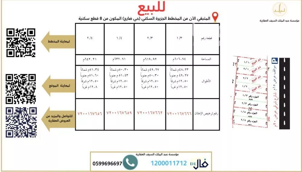 أرض للبيع في شارع الملك عبد العزيز, حي ضارج, مدينة بريده, منطقة القصيم 1 صورة