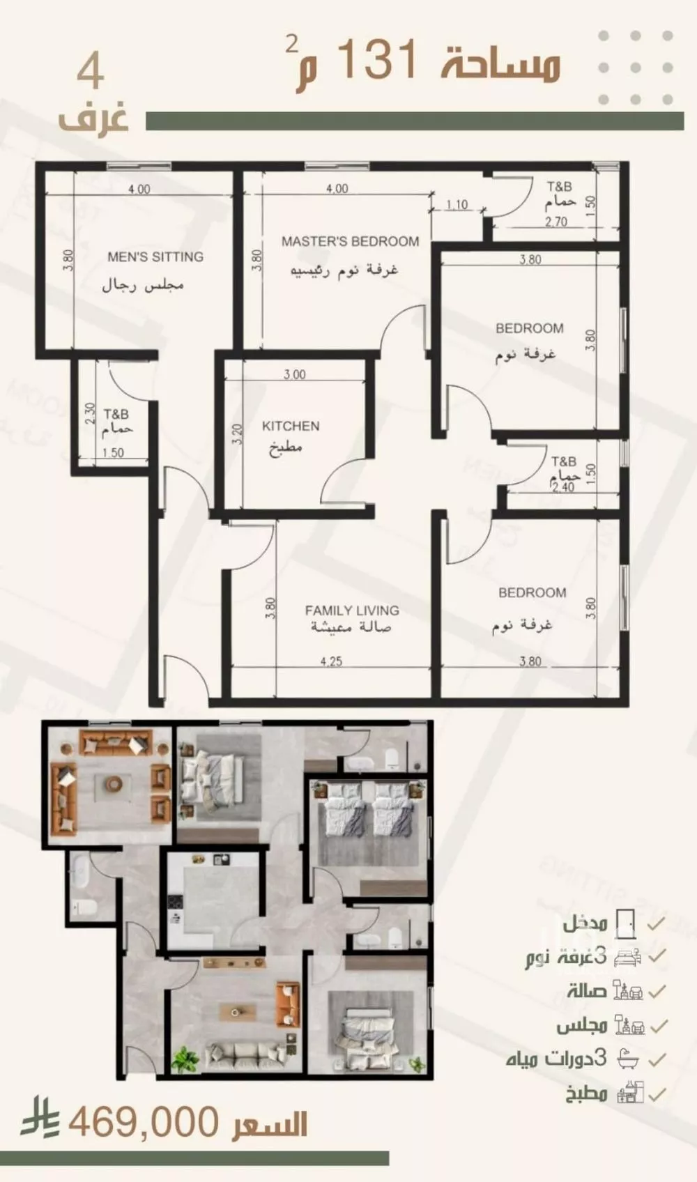 شقة للبيع في شارع ثلوث بني شهر, حي النزهة, مدينة جدة, منطقة مكة المكرمة 1 صورة