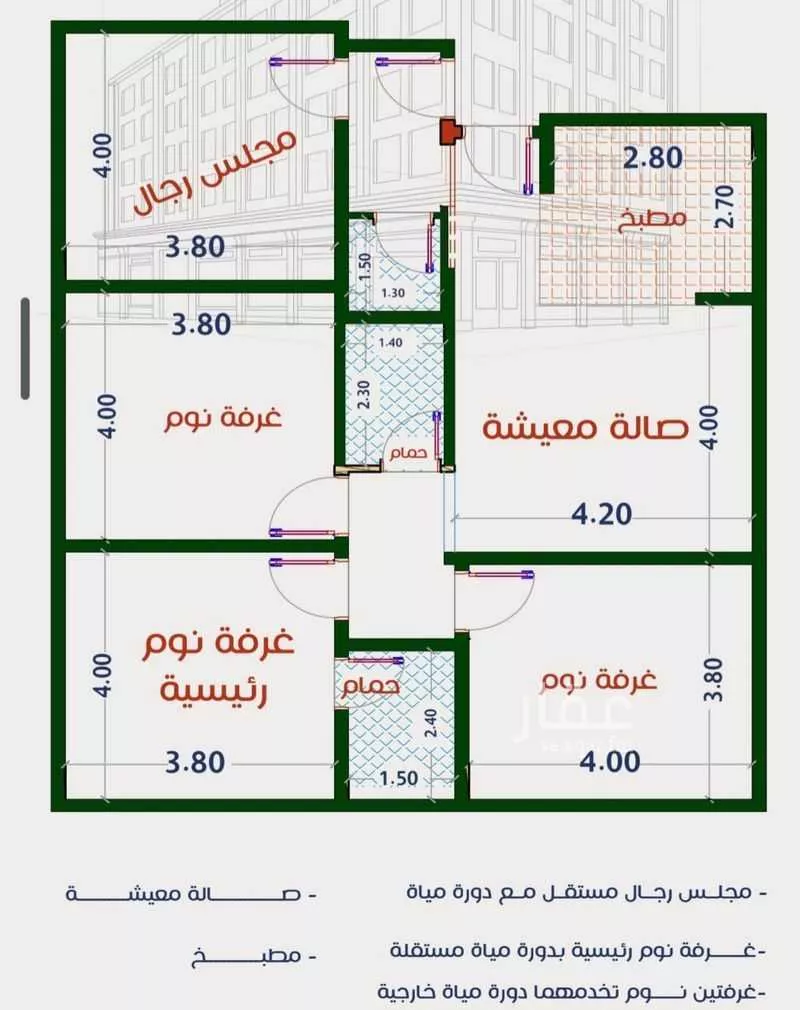 شقة للبيع في شارع عاصم ابن قيس, حي الربوة, مدينة جدة, منطقة مكة المكرمة 1 صورة
