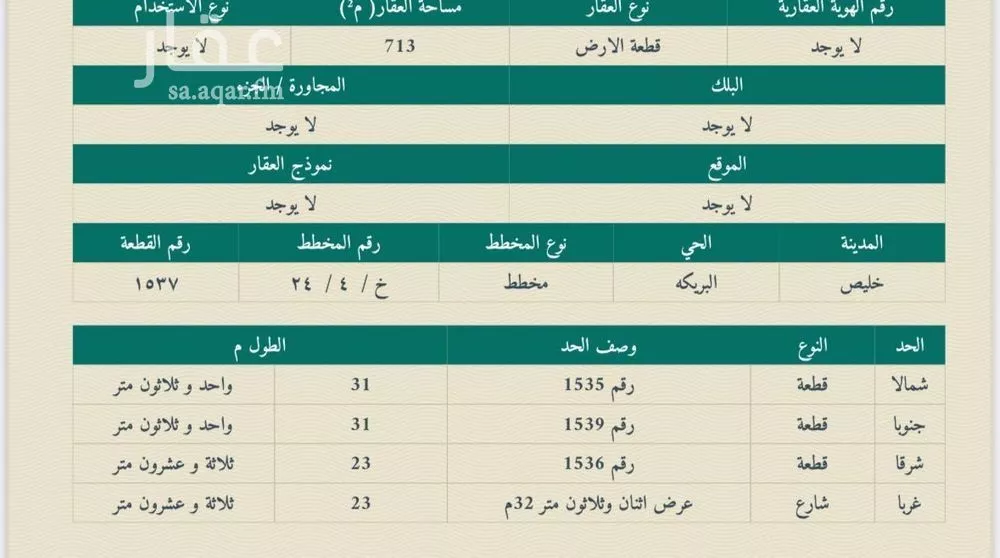 أرض للبيع في شارع رافع ابن مالك, مدينة البريكه, منطقة مكة المكرمة 1 صورة