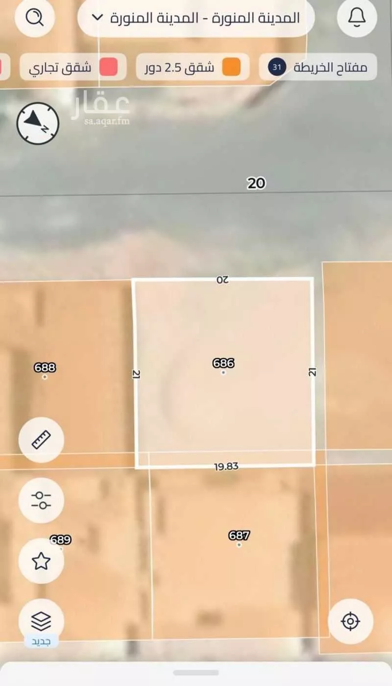 أرض للبيع في شارع احمد بن الربيع بن دينار ، حي البلقاء ، المدينة المنورة ، منطقة المدينة المنورة 1 صورة