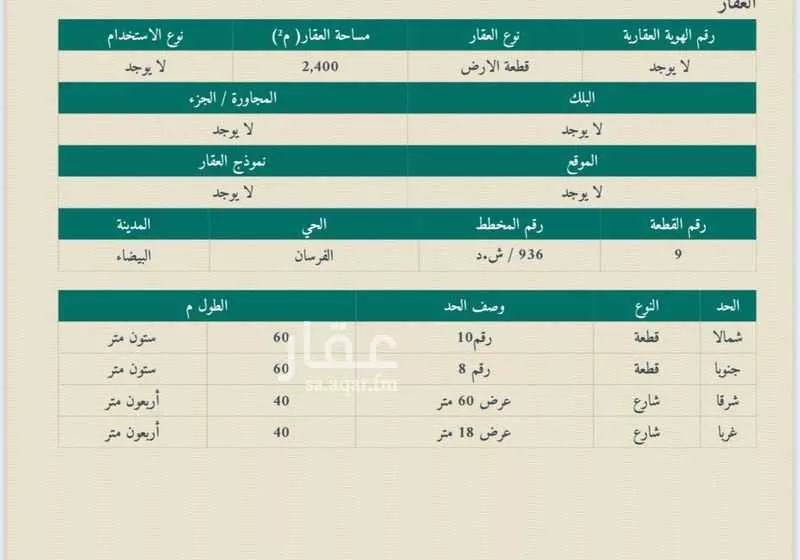 أرض للبيع في شارع الإسكـان, حي الفرسان, مدينة الدمام, المنطقة الشرقية 1 صورة