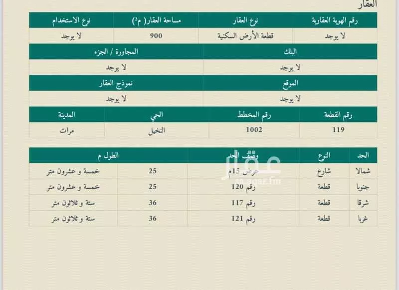 أرض للبيع في حي 1النخيل, مدينة مرات, منطقة الرياض 1 صورة