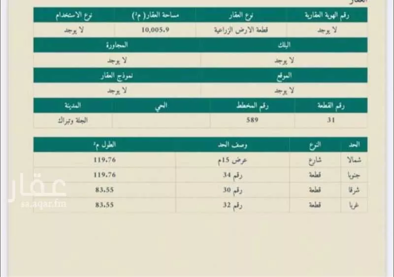 أرض للبيع في حي الخالدية ، طريب ، طريب 1 صورة