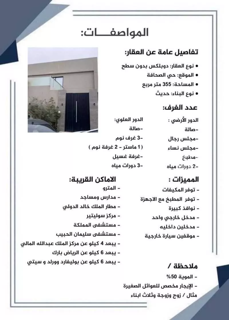 فيلا للإيجار في شارع النعام, حي الصحافة, مدينة الرياض, منطقة الرياض 1 صورة