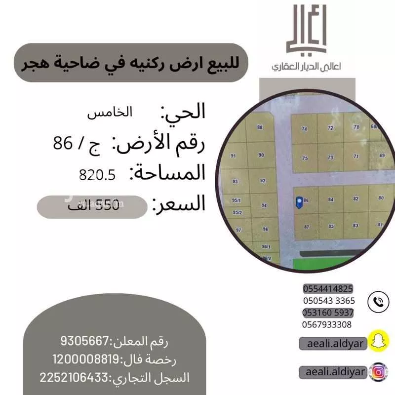 أرض للبيع في حي هجر الخامس, مدينة الاحساء, المنطقة الشرقية 1 صورة