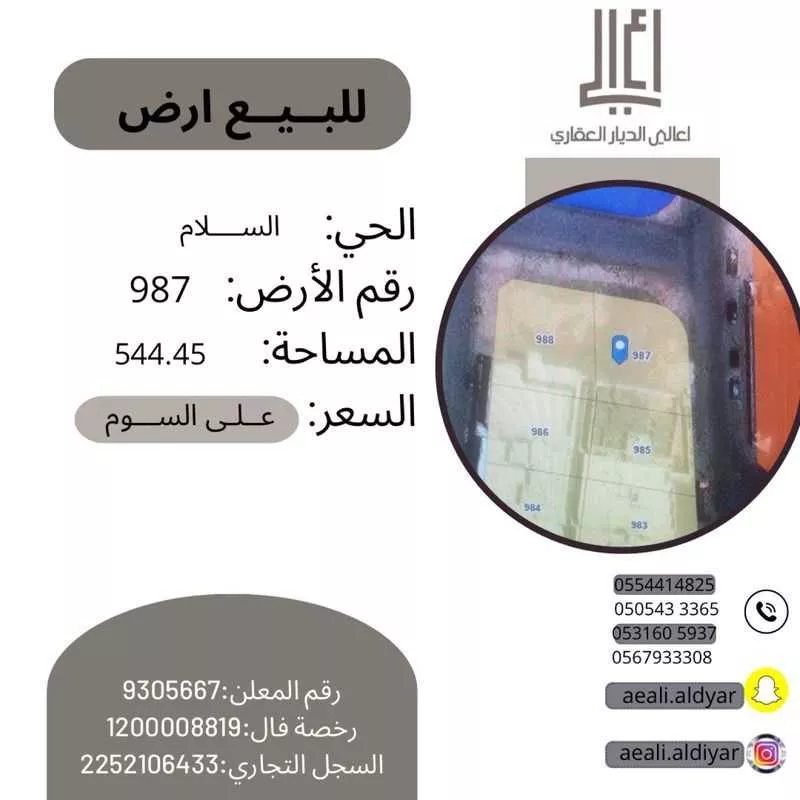 أرض للبيع في حي السلام الأول, مدينة الاحساء, المنطقة الشرقية 1 صورة