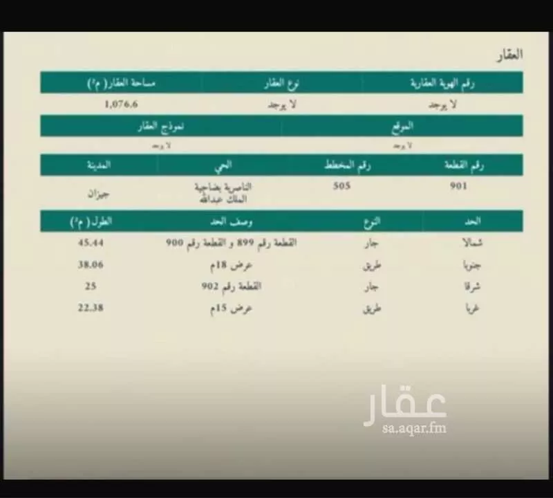 أرض للبيع في حي الخضراء 1, مدينة بيش, منطقة جازان 1 صورة