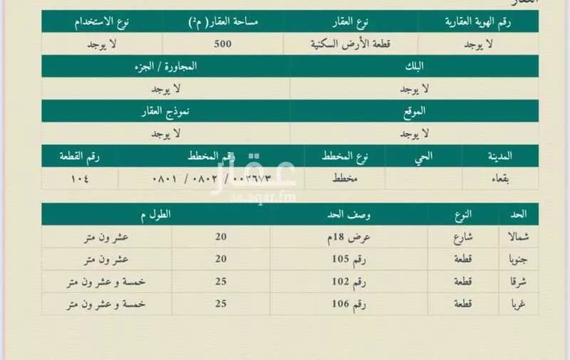 أرض للبيع في حي حي ج11, مدينة بقعاء, منطقة حائل 1 صورة