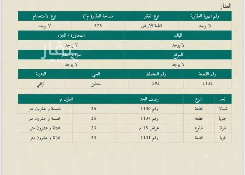 أرض للبيع في شارع شارع جبريل بن جميل, حي حطين, مدينة الزلفى, منطقة الرياض 1 صورة
