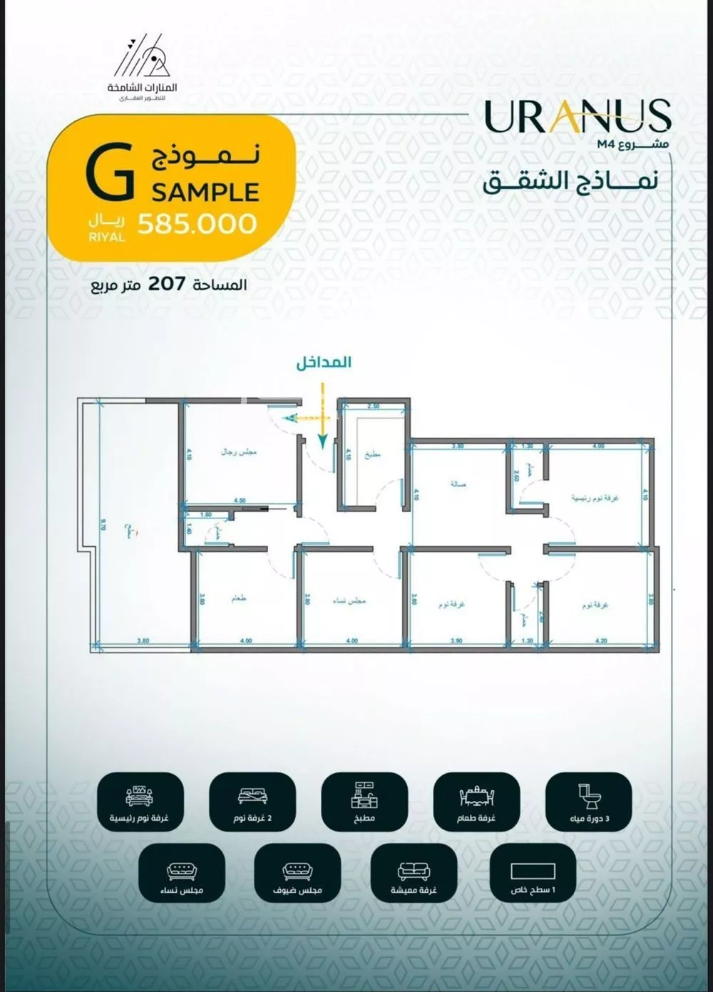 شقة للبيع في شارع عبيد بن ابي مريم, حي الريان, مدينة جدة, منطقة مكة المكرمة 1 صورة