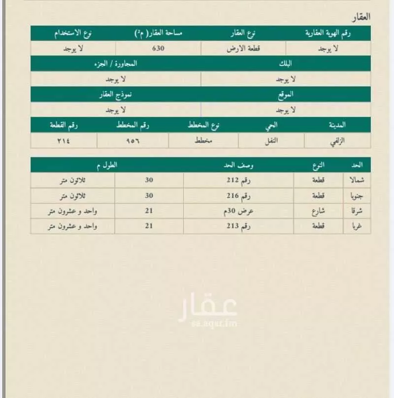 أرض للبيع في حي النفل, مدينة الزلفي, منطقة الرياض 1 صورة