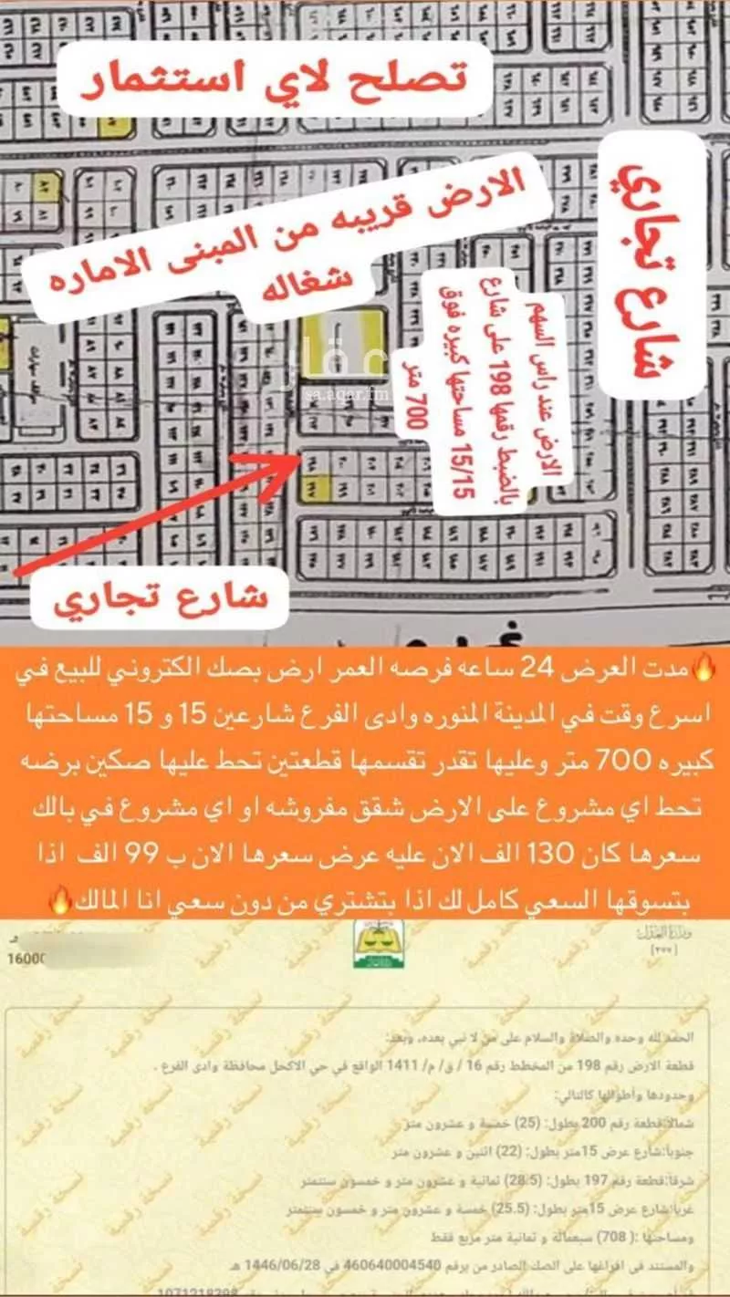 أرض للبيع في مدينة المثلث ومركز المرور, منطقة المدينة المنورة 1 صورة