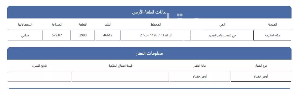 أرض للبيع في شارع الصموت, حي شعب عامر , مدينة مكة المكرمة, منطقة مكة المكرمة 1 صورة