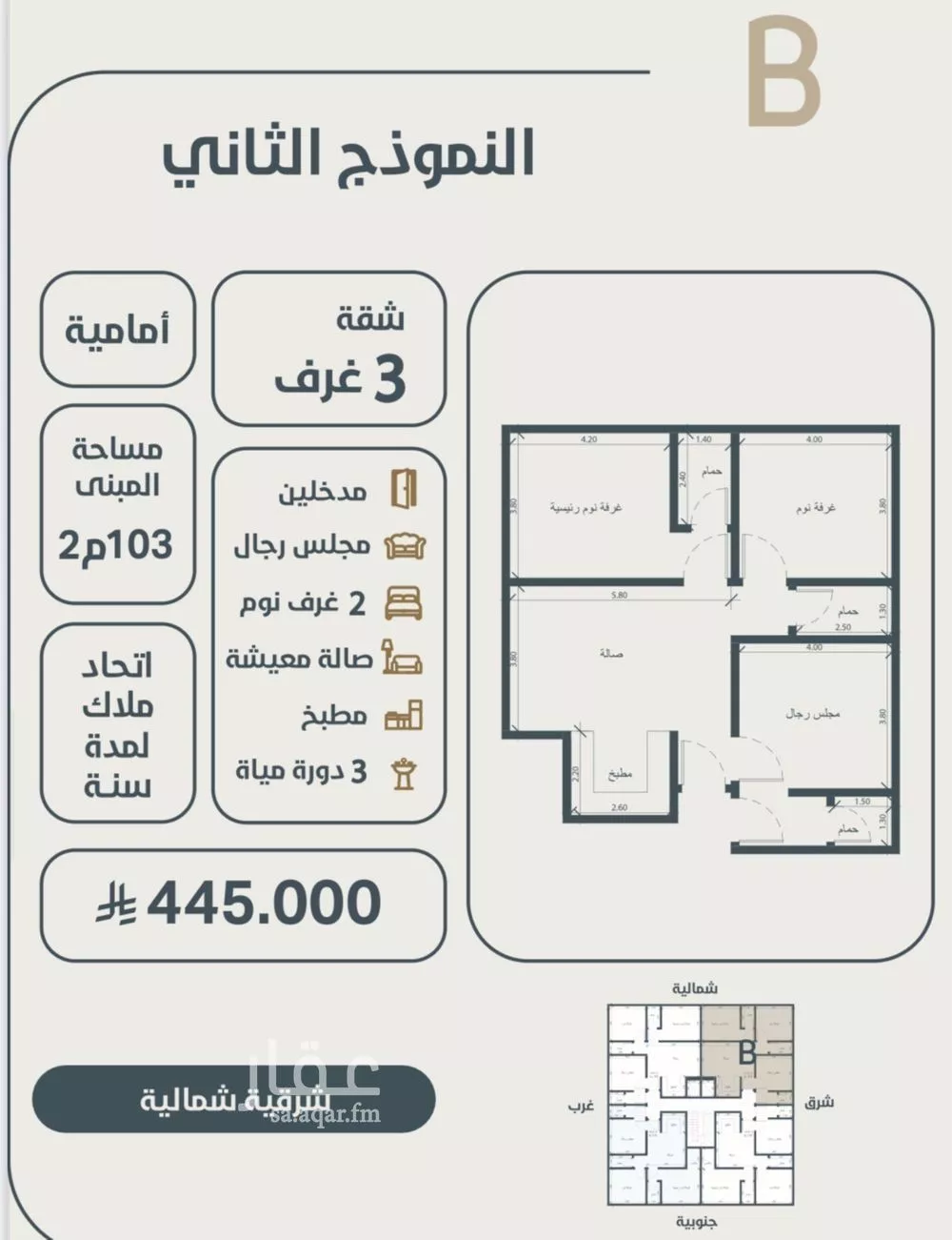 شقة للبيع في شارع ابو مصعب الاسدي, حي النعيم, مدينة جدة, منطقة مكة المكرمة 1 صورة