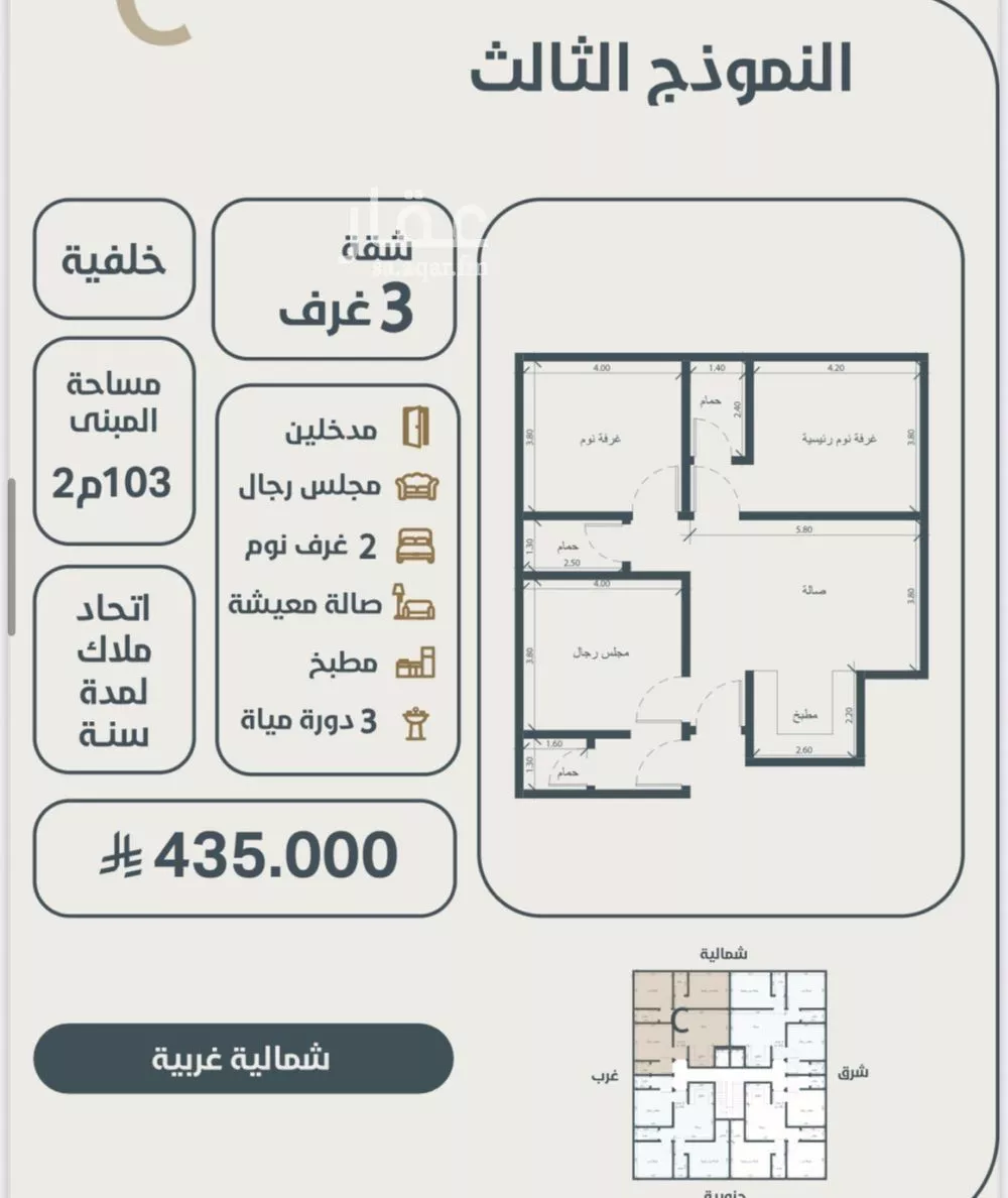 شقة للبيع في شارع ابو مصعب الاسدي, حي النعيم, مدينة جدة, منطقة مكة المكرمة 1 صورة