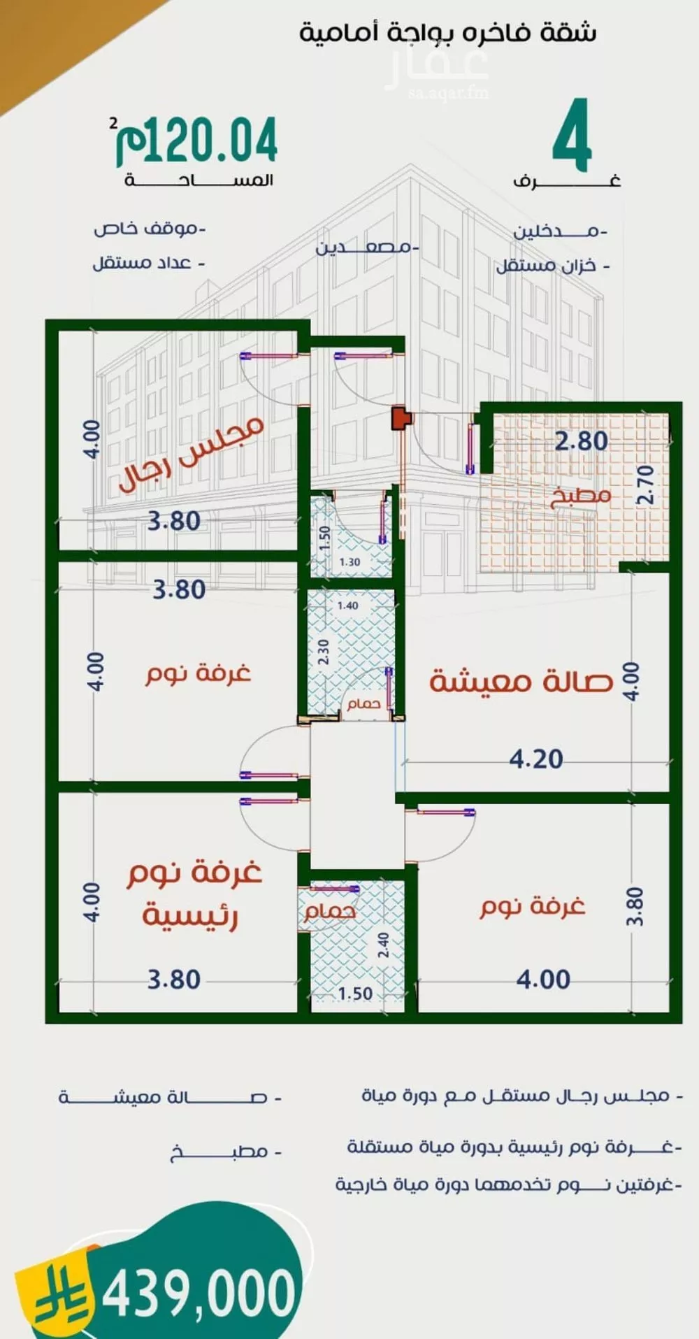 شقة للبيع في شارع عاصم ابن قيس, حي الربوة, مدينة جدة, منطقة مكة المكرمة 1 صورة