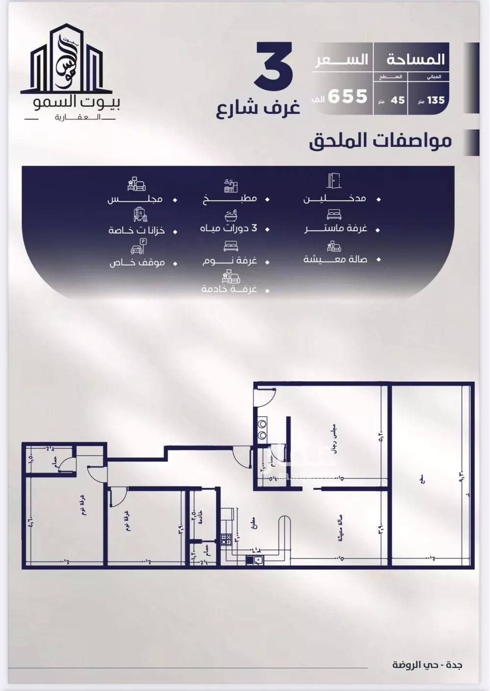 شقة للبيع في شارع ابن عبيدان, حي الروضة, مدينة جدة, منطقة مكة المكرمة 1 صورة