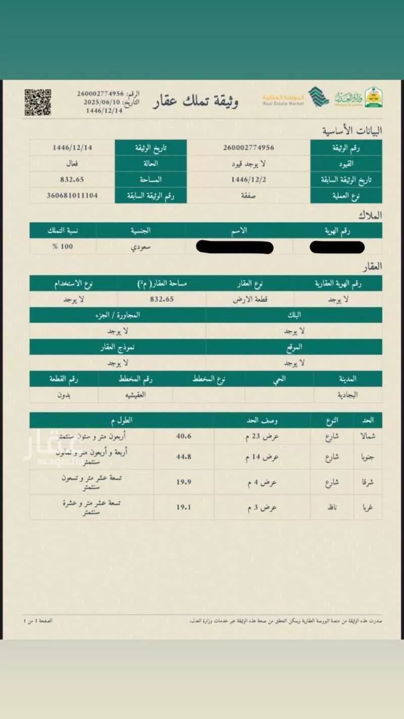 أرض للبيع في شارع الحكم ابن ابي العاص ابن امية ، البجادية ، الدوادمي 1 صورة