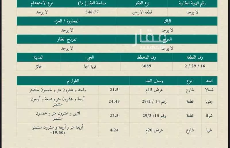أرض للبيع في شارع الغنائم ، حي النقرة ، النقرة ، منطقة حائل 1 صورة