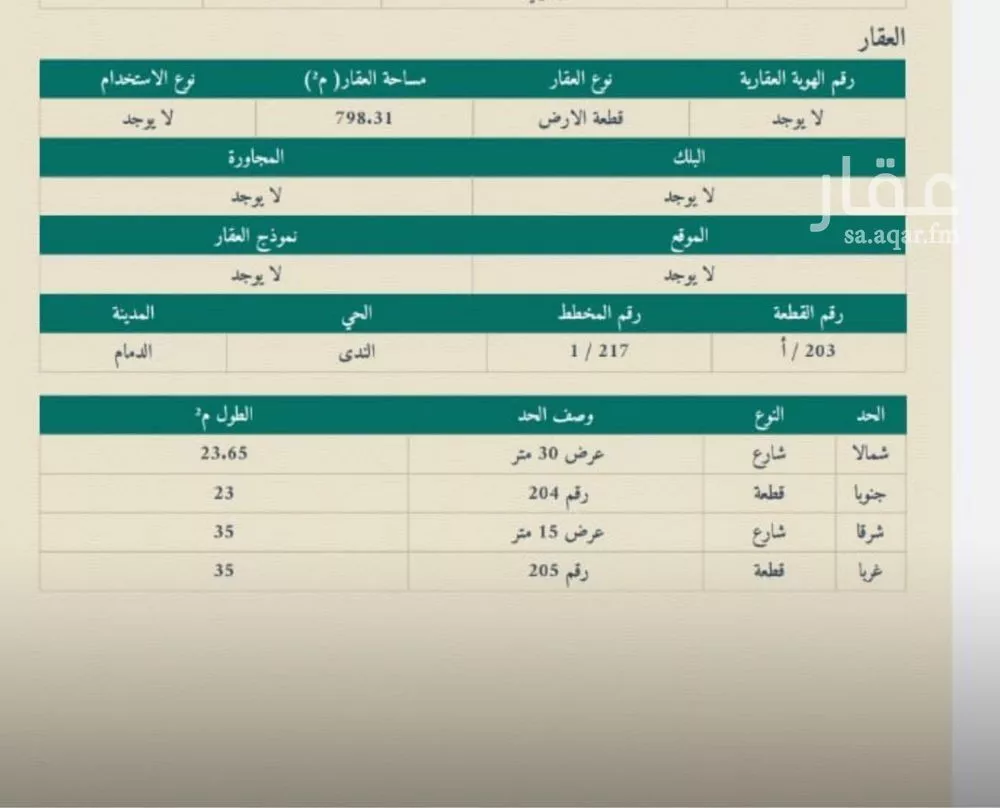 أرض للبيع في شارع الشيخ محمد بن عثيمين, حي الندى, مدينة الدمام, المنطقة الشرقية 1 صورة